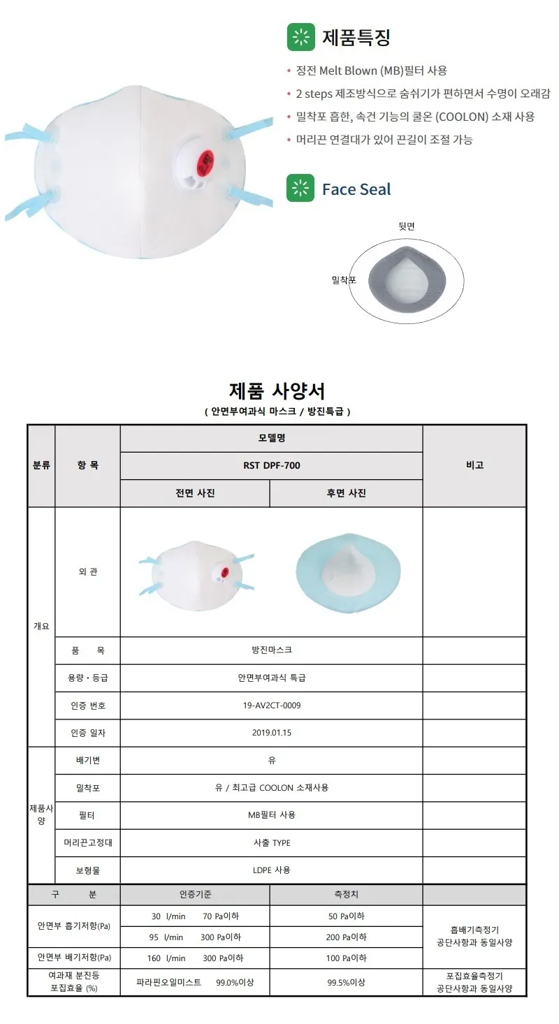 방진마스크 DPF-700 상세 1