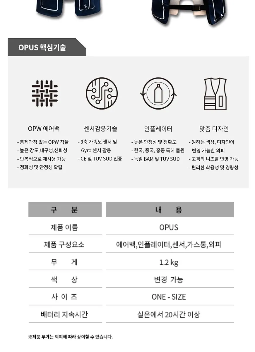 입는 에어백 조끼 OPUS(Switch 작동형) 상세 2