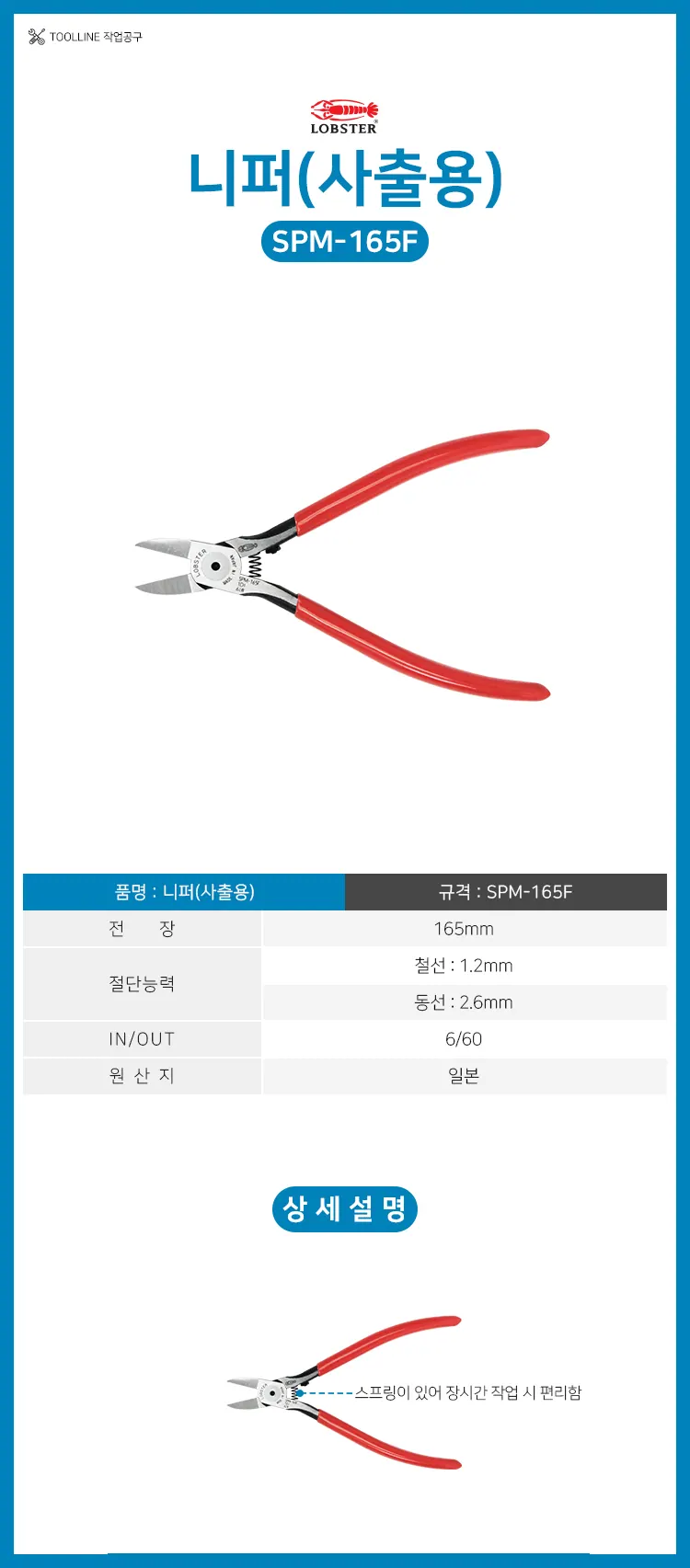 니퍼(사출용) SPM-165F 상세 1